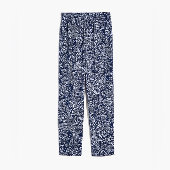 Madewell Tapered Huston Pull-On Crop Ankle Pants Paisley Blue White Floral Small - Picture 10 of 11